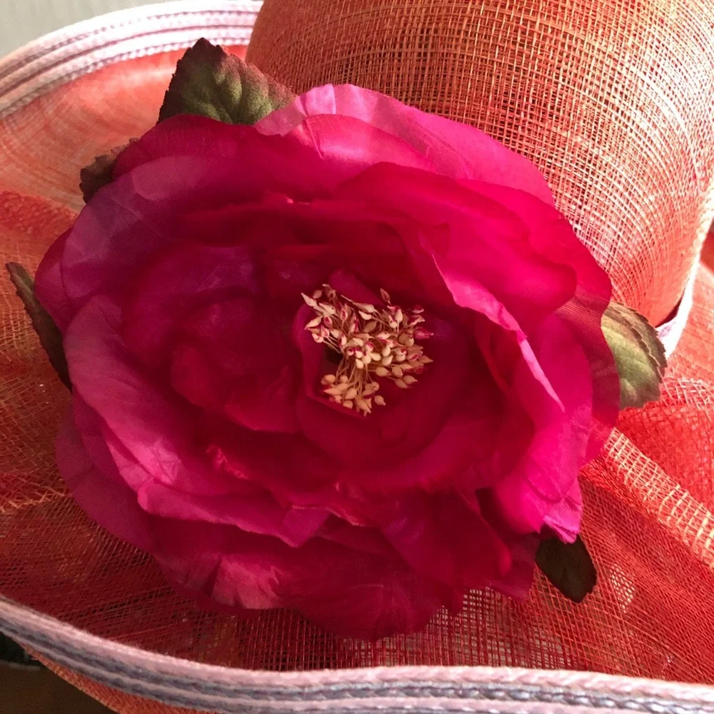 Vintage Wide Brim Red Straw Hat - Picture 8 of 10
